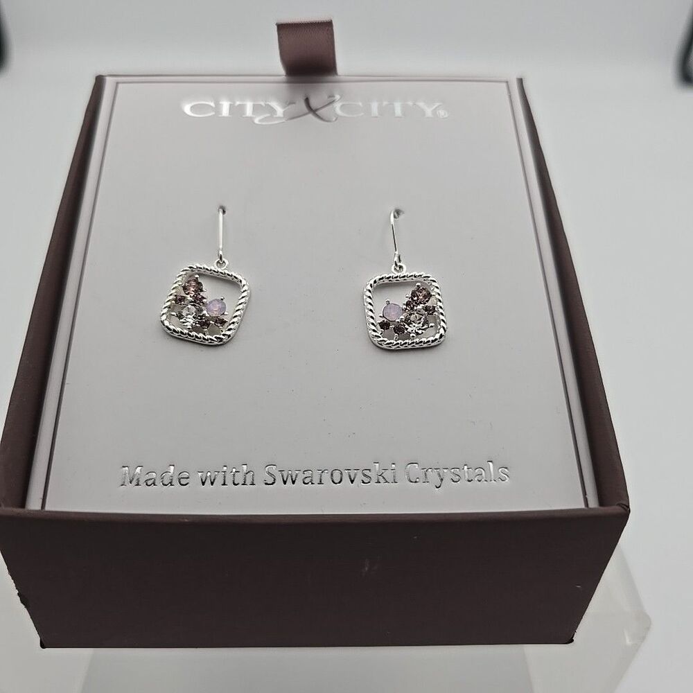 City x City Swarovski Crystal Infinity Twist Earrings In Gift Box